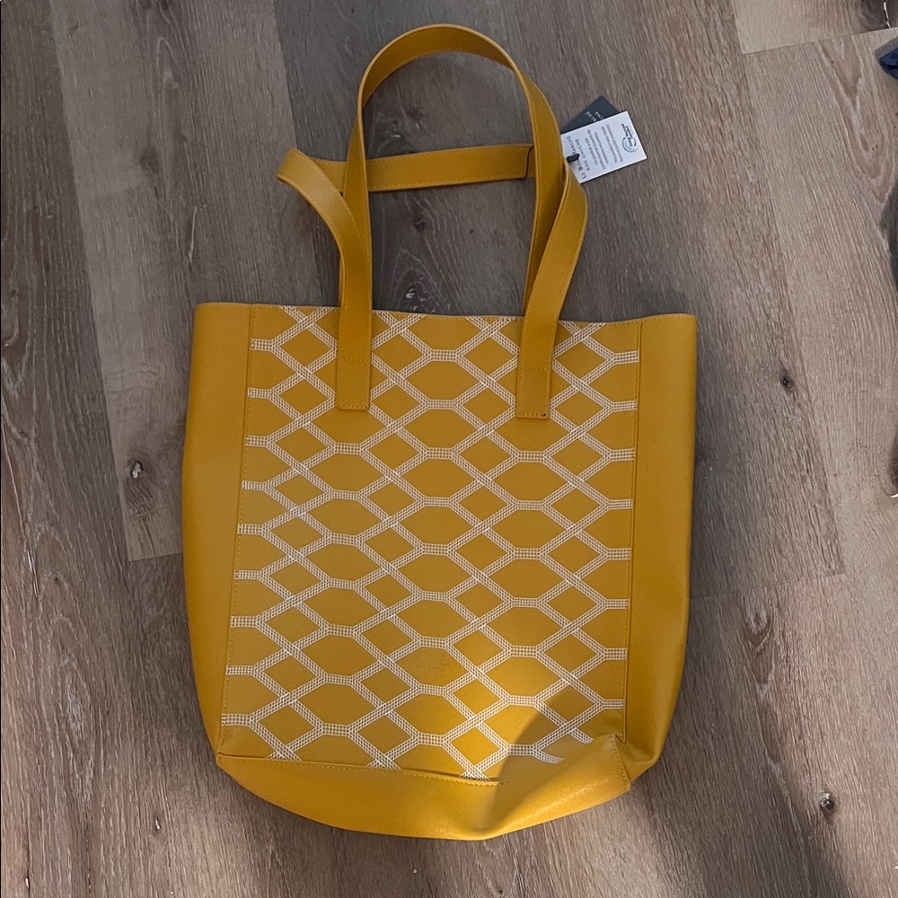 Chic Yellow Tote with Patterned Design